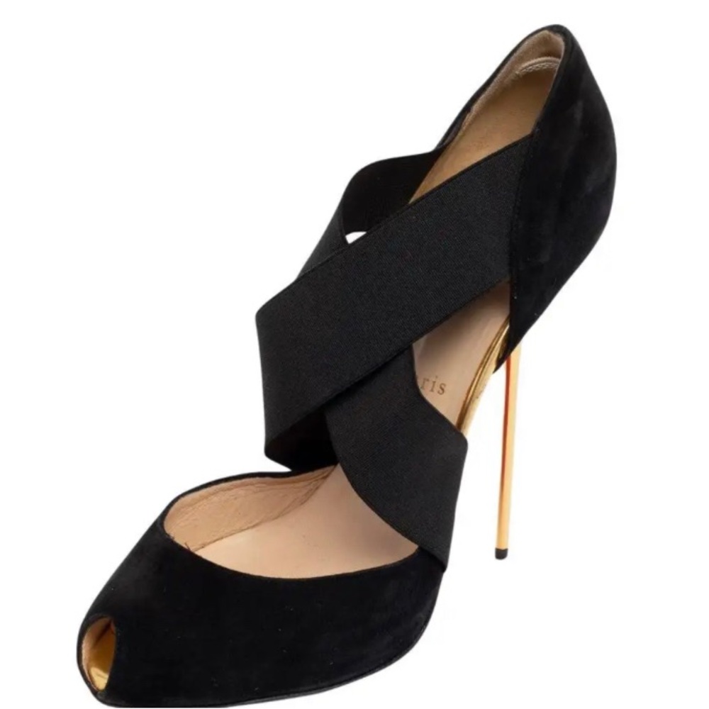 Louboutin heel, re-soled and solid red.